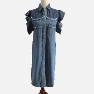 Semicouture Italian Denim Shirt Dress Pearl Snap IT 40 (no belt)
